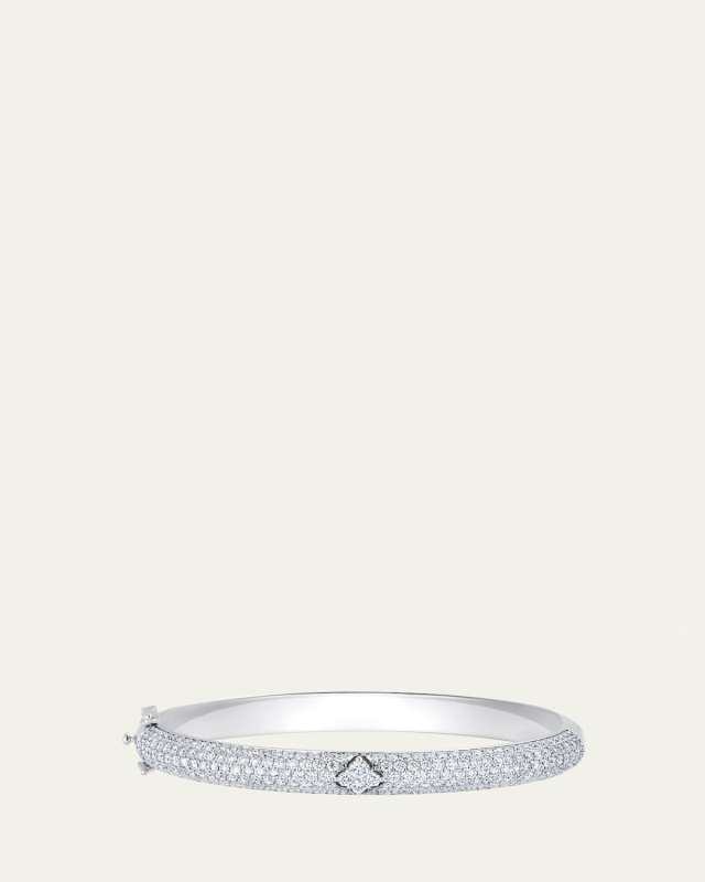18K White Gold Dujour Diamond Pave Four-Cluster Bangle Bracelet
